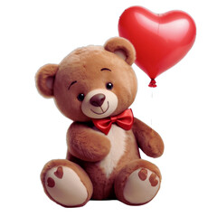 Cute brown bear with red heart valentine's day