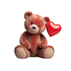 Obraz premium Cute brown bear with red heart valentine's day