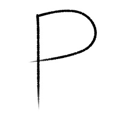 hand write pencil alphabet letter P png file transparent background element lettering © DLC