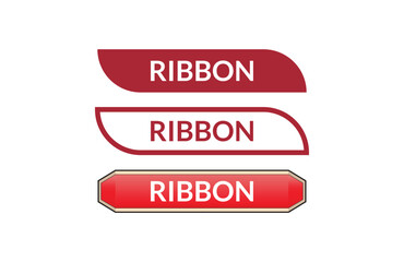 Ribbon red ribbon label banner set. Open available now sign or Ribbon tag.