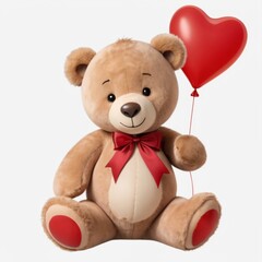 cute brown bear with red heart valentine's day