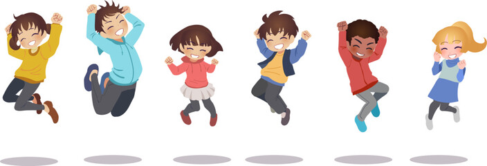 ジャンプする子供たちのイラスト