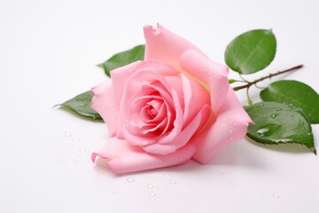Fototapeta premium A Single Pink Rose With Water Droplets on It