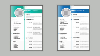 Professional resume business layout, Creative cv template.
