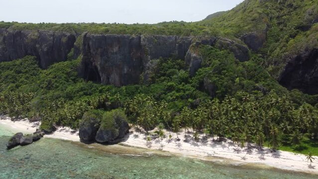 Aerial view of the rocky shoreline at Cabo Saman&aacute; next to Playa Front&oacute;n beach near Las Galeras in the Dominican Republic