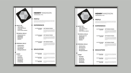 Clean Modern Resume and Cover Letter Layout.Minimalist resume cv template, Resume design.