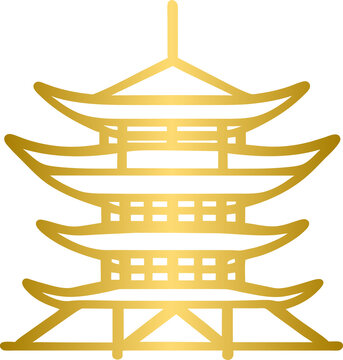 golden pagoda building simple design clip art preview