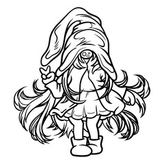 gnome drawing with black lines on a white background
