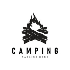Simple vector outdoor camping logo, wild adventure template with old vintage style