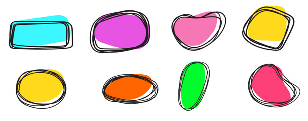 Collection of abstract shapes. Multicolored. Flat isolated illustrations on white background.