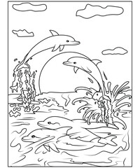 dolphin coloring page for kids