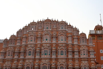 Front Facade of Hawa Mahal (Pink City), Jaipur, India 