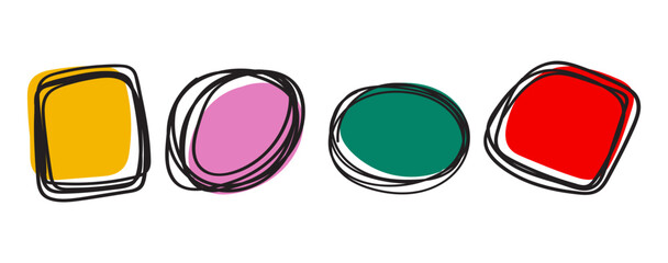 Abstract shapes. Hand drawn vector illustrations. Symbols. Elements. Flat design on white background.