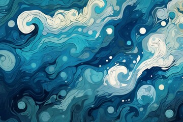 Abstract water-themed design with textured elements, ideal for wallpaper and background. Generative AI