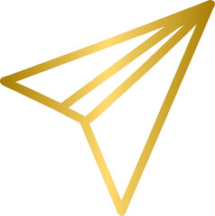Golden send, paper plane icon, gold icon
