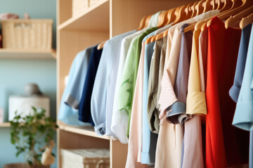 Obraz premium Clean and tidy cloakroom full of clothes
