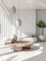 Contemporary minimalist room in soft tones. Interior design composition.