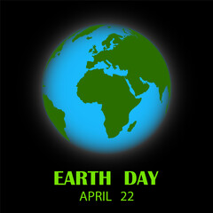 Earth Day banner, Planet Earth, eco friendly design, save the Earth concept. Earth Day, 22 April.