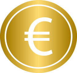 Golden Euro currency coin