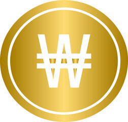 Fototapeta premium Golden Won currency coin