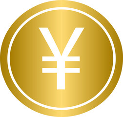 Golden Yen currency coin