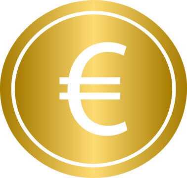 Golden Euro currency coin