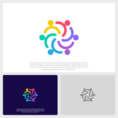 Abstract People Colorful Logo Icon Design Minimal Style Illustration. Community Logo.