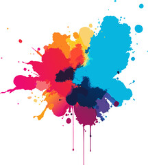 Bright colorful watercolor stain splash splatter brush stroke