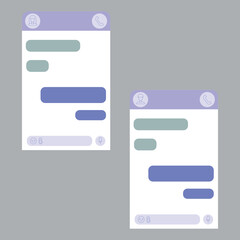 Obraz premium Chatbot or messenger dialog boxes with empty text fields. Flat design for customer support.