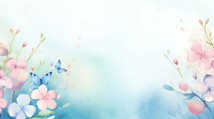 Spring background watercolor illustration soft and pastel color with copy space AI Image Generative