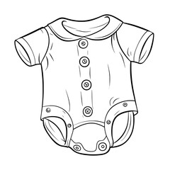 doodle illustration of baby clothes for coloring page