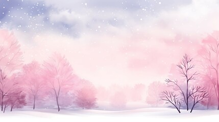 Winter background watercolor illustration soft and pastel color with copy space AI Image Generative