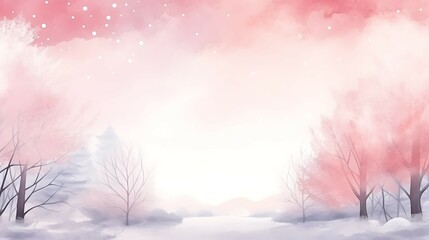 Winter background watercolor illustration soft and pastel color with copy space AI Image Generative