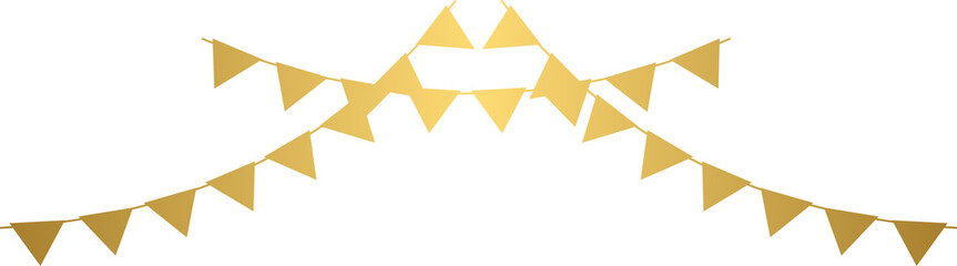 Golden bunting flags, gold garlands, heart shape	
