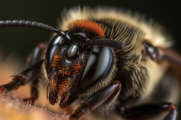 Closeup of a red-tailed bee. Generative AI