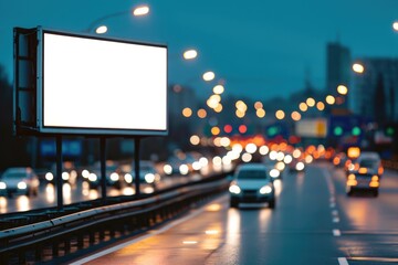 Blank Template for Billboard Mock-Up Designs, Interstate Highway Advertisement Bill Board Template - obrazy, fototapety, plakaty