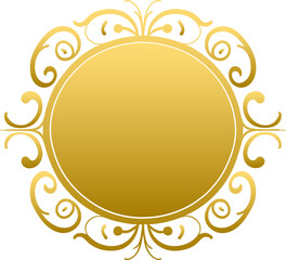 golden vintage frame, floral element for design of monogram, invitations, frame, menu, label