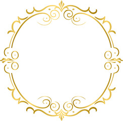 golden vintage frame, floral element for design of monogram, invitations, frame, menu, label