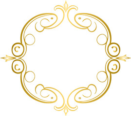 golden vintage frame, floral element for design of monogram, invitations, frame, menu, label