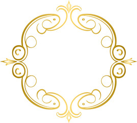 golden vintage frame, floral element for design of monogram, invitations, frame, menu, label