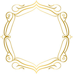 golden vintage frame, floral element for design of monogram, invitations, frame, menu, label