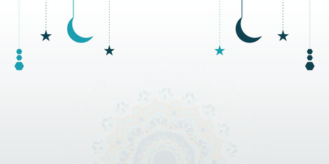 Ramadan Kareem wishing, or greeting banner Ramzan Islamic mandala background design with grey color social media ramazan sale, advertisement, banner, poster vector illustration