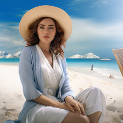 a young woman on the sandy beach