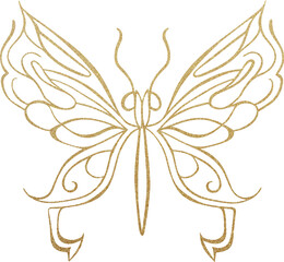 Fototapeta na wymiar Golden glittering butterfly, gold glitter butterfly 
