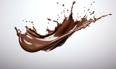 Fotobehang Chocolate splash isolated on white background, graphics resource advertisement © Anditya