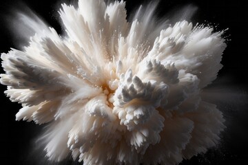 Fototapeta na wymiar Abstract white powder explosion isolated on black background