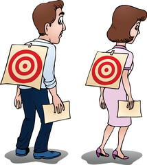 illustration of a  target man and target woman on isolated white background