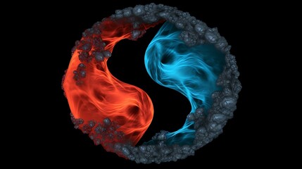 Fire and Ice shaping yin and yang side by side fire vs ice