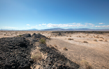 Barrend desert landscape in the Mojave desert in California United States