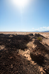 Erosion in the Mojave desert landscape in California United States